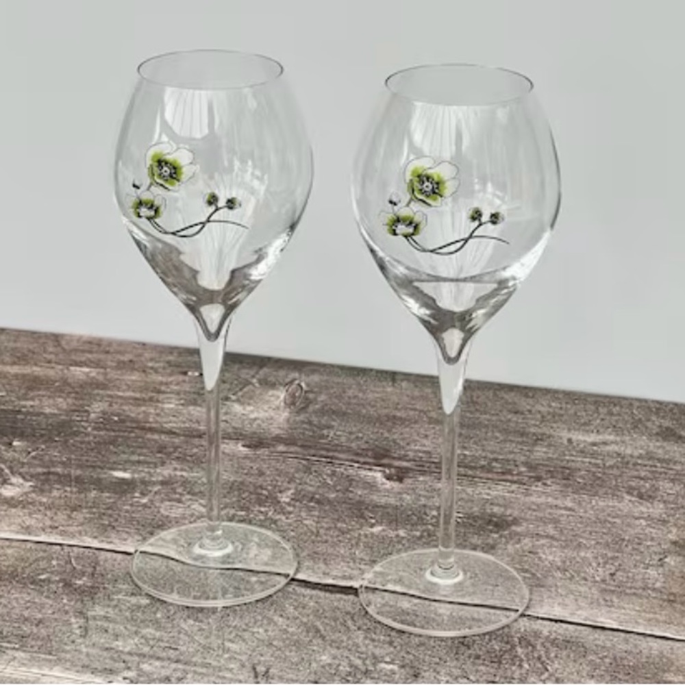 Perrier Jouet Green & White Belle Époque Champagne Glasses
